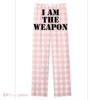 I Am The Weapon Hands OFF Protest  Women's Flannel Plaid Pajama Pants thumb 0