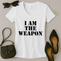 I Am The Weapon Hands OFF Protest  Women's V-Neck T-Shirt thumb 2