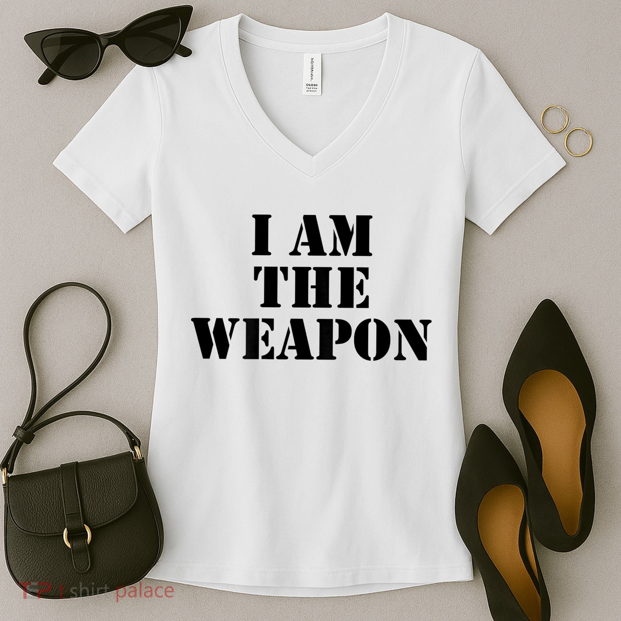 I Am The Weapon Hands OFF Protest  Women's V-Neck T-Shirt