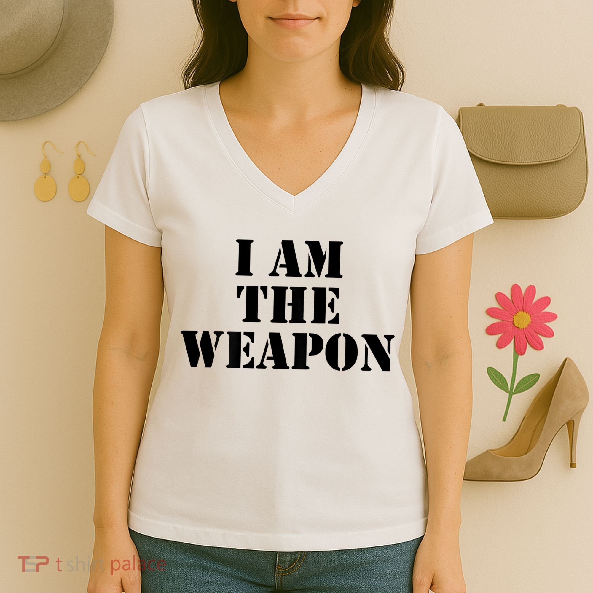 I Am The Weapon Hands OFF Protest  Women's V-Neck T-Shirt