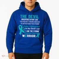 I Am The Storm Ovarian Cancer Warrior Funny Gift Hoodie thumb 2