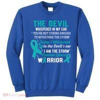I Am The Storm Ovarian Cancer Warrior Funny Gift Sweatshirt thumb 0