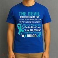 I Am The Storm Ovarian Cancer Warrior Funny Gift T-Shirt thumb 3