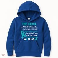 I Am The Storm Ovarian Cancer Warrior Funny Gift Kids Hoodie thumb 0