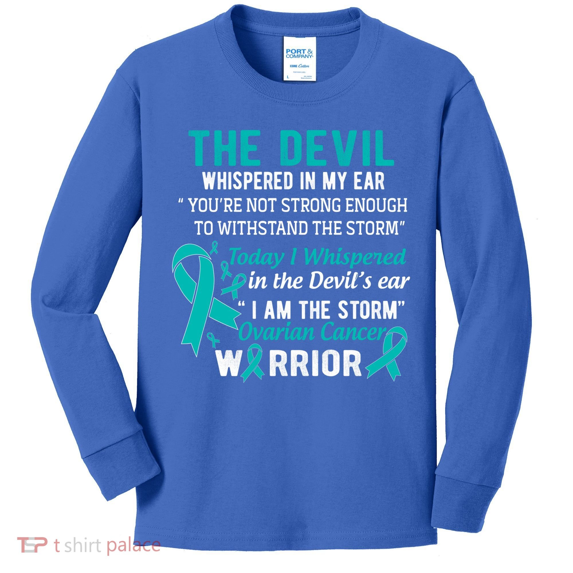 I Am The Storm Ovarian Cancer Warrior Funny Gift Kids Long Sleeve Shirt