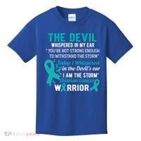 I Am The Storm Ovarian Cancer Warrior Funny Gift Kids T-Shirt thumb 0