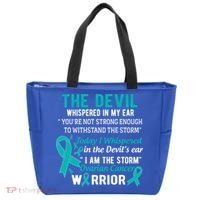 I Am The Storm Ovarian Cancer Warrior Funny Gift Tote Bag thumb 0