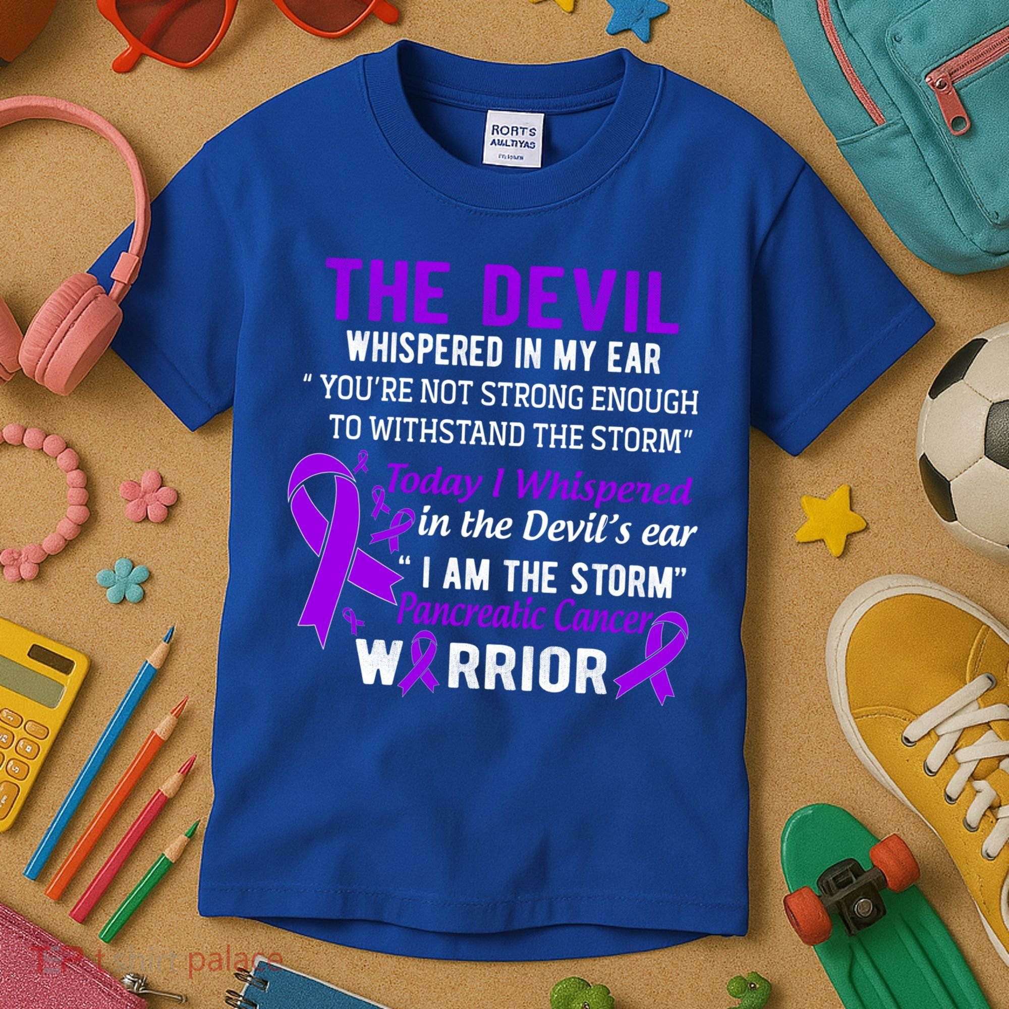 I Am The Storm Pancreatic Cancer Warrior Gift Kids T-Shirt