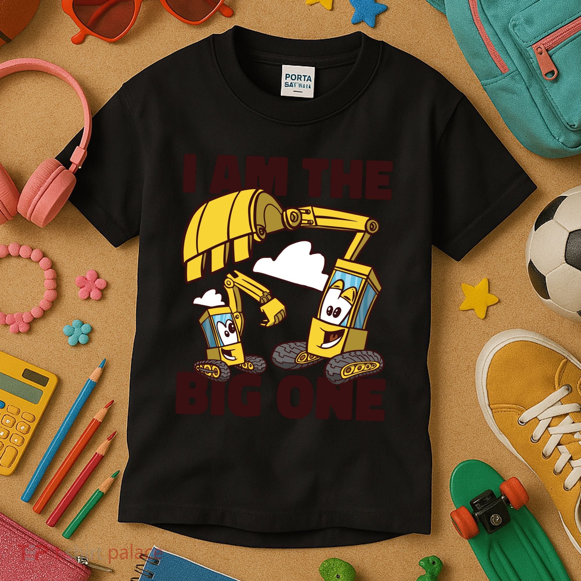 I Am The Big One Builder First Birthday Kids T-Shirt