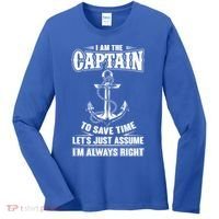 I Am The Captain Boat Captain Funny Gift Women's Long Sleeve Shirt thumb 0