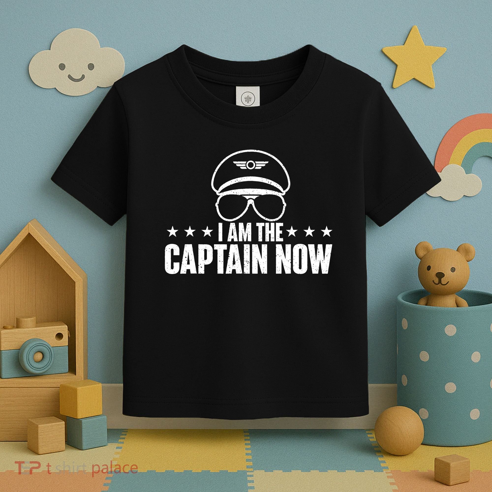 I Am the Captain Now Airplane Aircraft Lover Airline Pilot Toddler T-Shirt