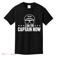 I Am the Captain Now Airplane Aircraft Lover Airline Pilot Kids T-Shirt thumb 0