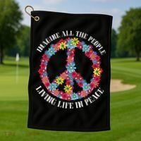 Imagine All The People Living Life In Peace Golf Towel thumb 1