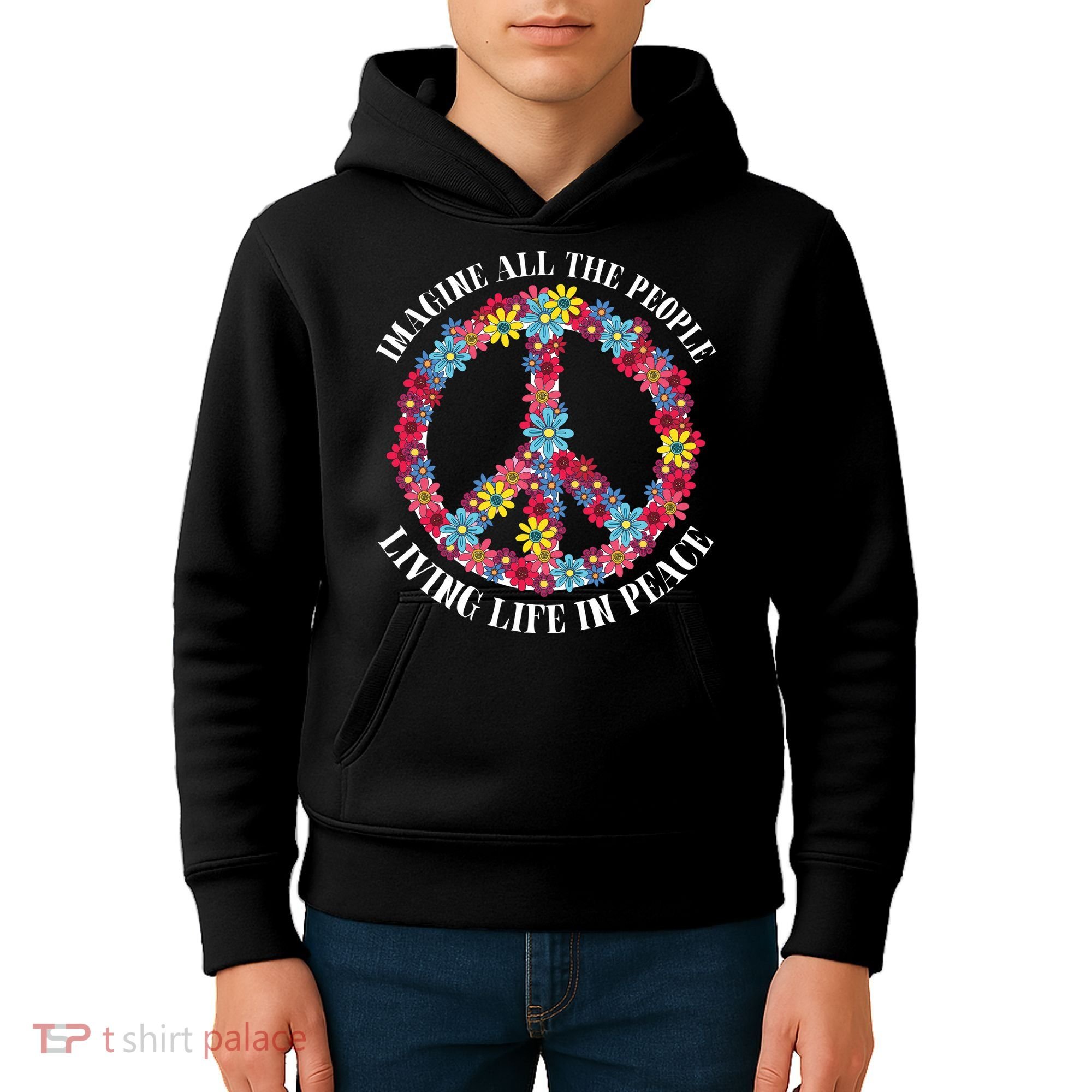 Imagine All The People Living Life In Peace Kids Hoodie