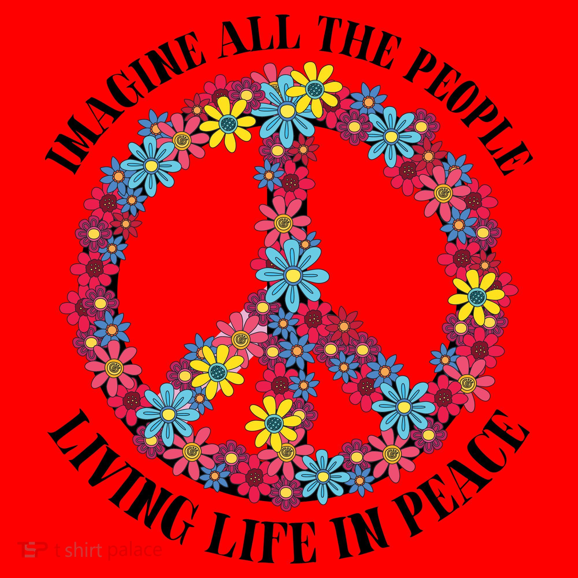 Imagine All The People Living Life In Peace Santa Hat