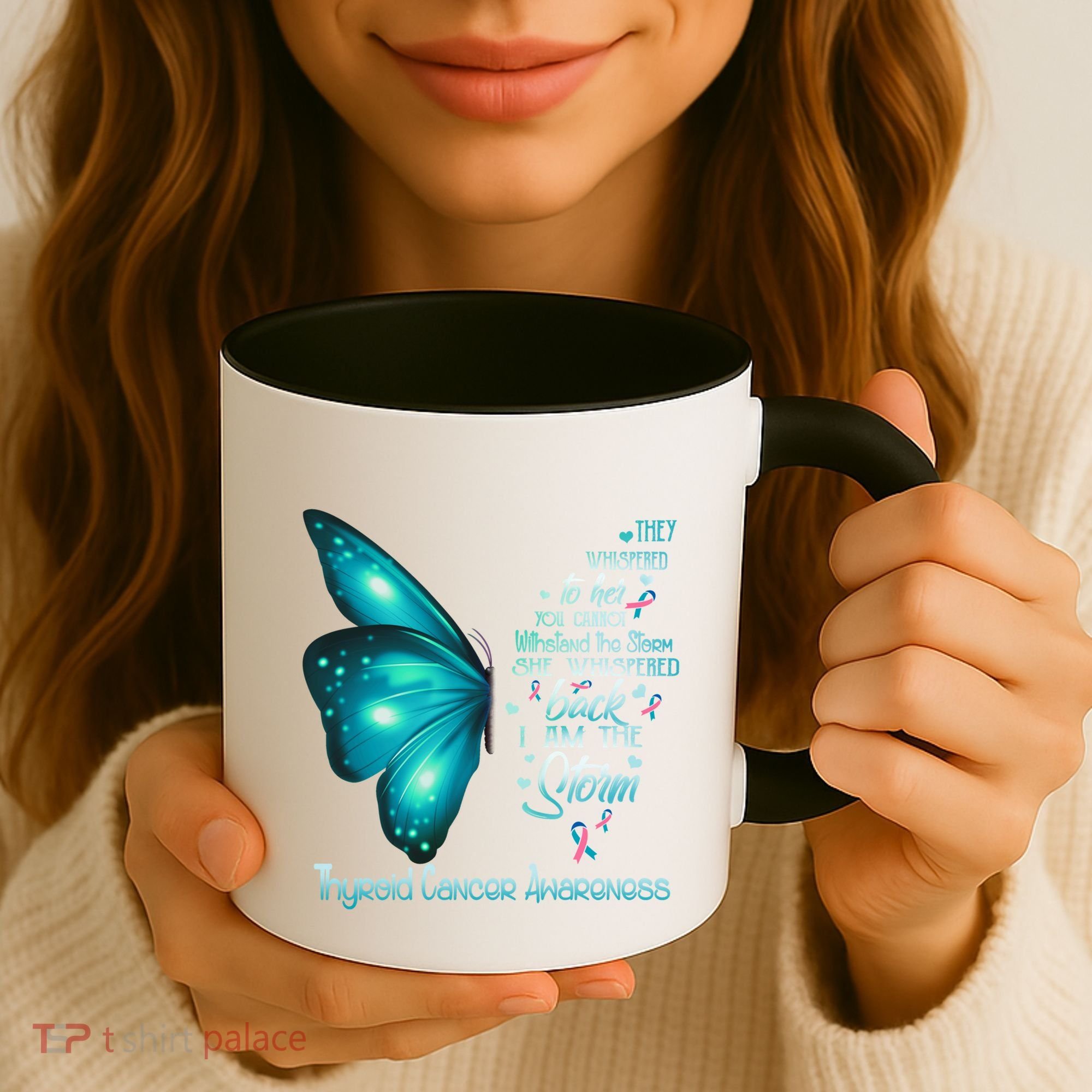 I Am The Storm Thyroid Cancer Awareness Butterfly Gift Coffee Mug