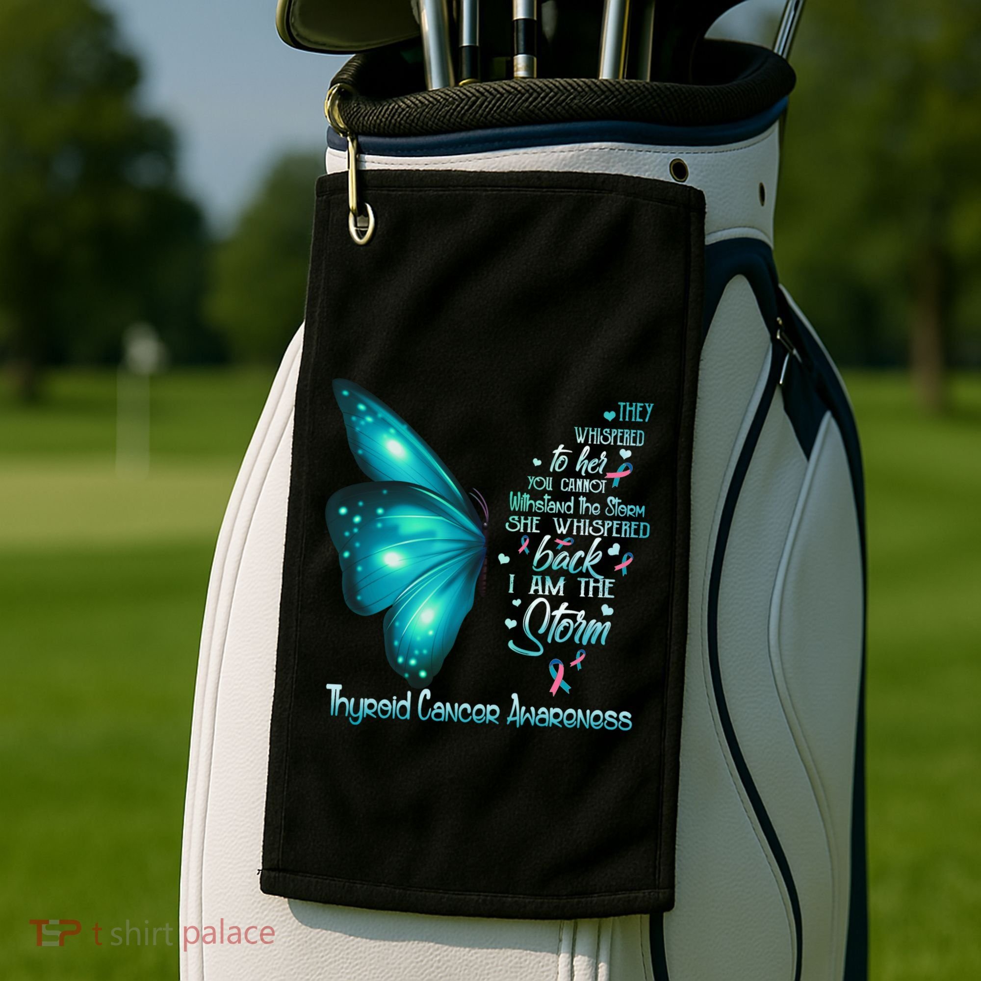 I Am The Storm Thyroid Cancer Awareness Butterfly Gift Golf Towel