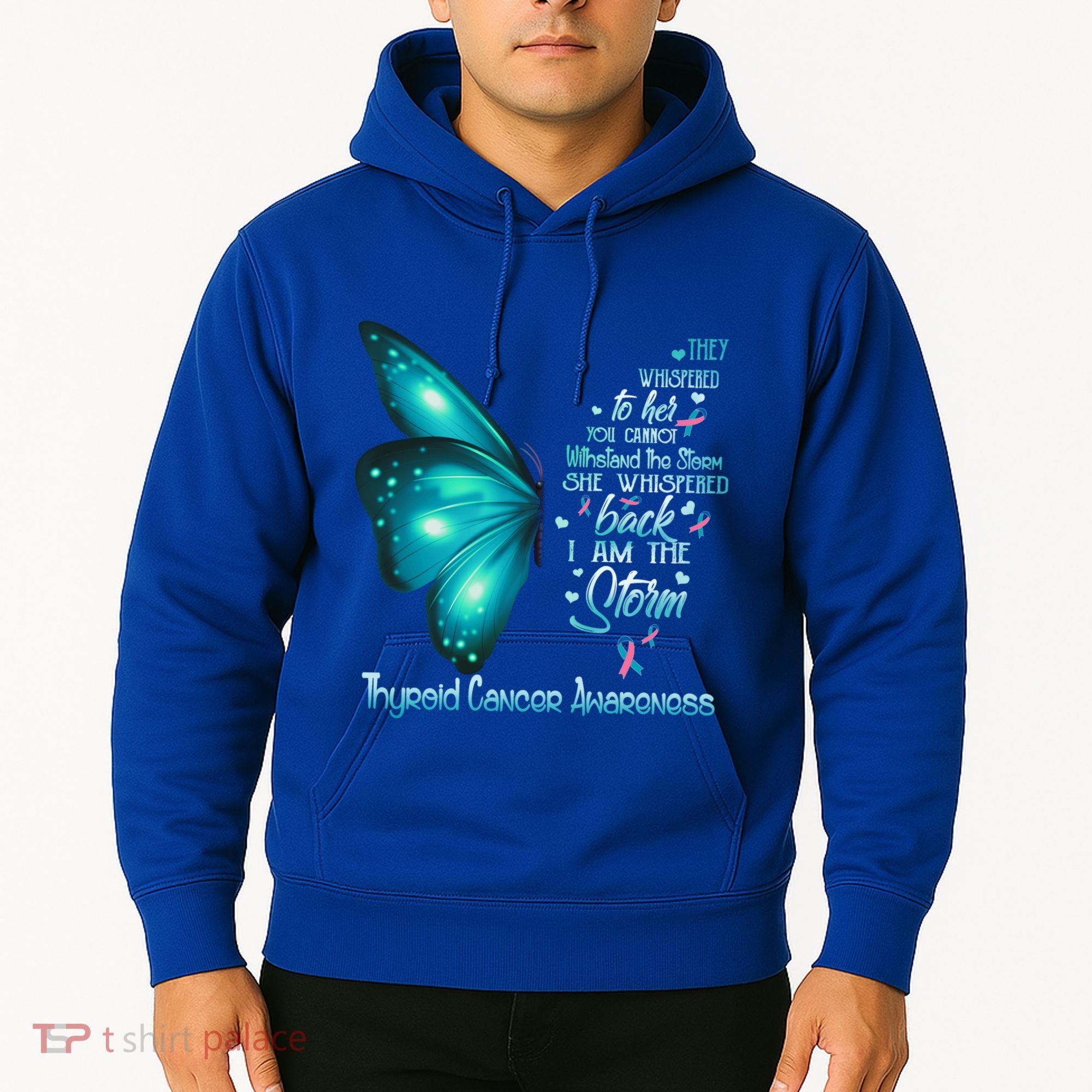I Am The Storm Thyroid Cancer Awareness Butterfly Gift Hoodie