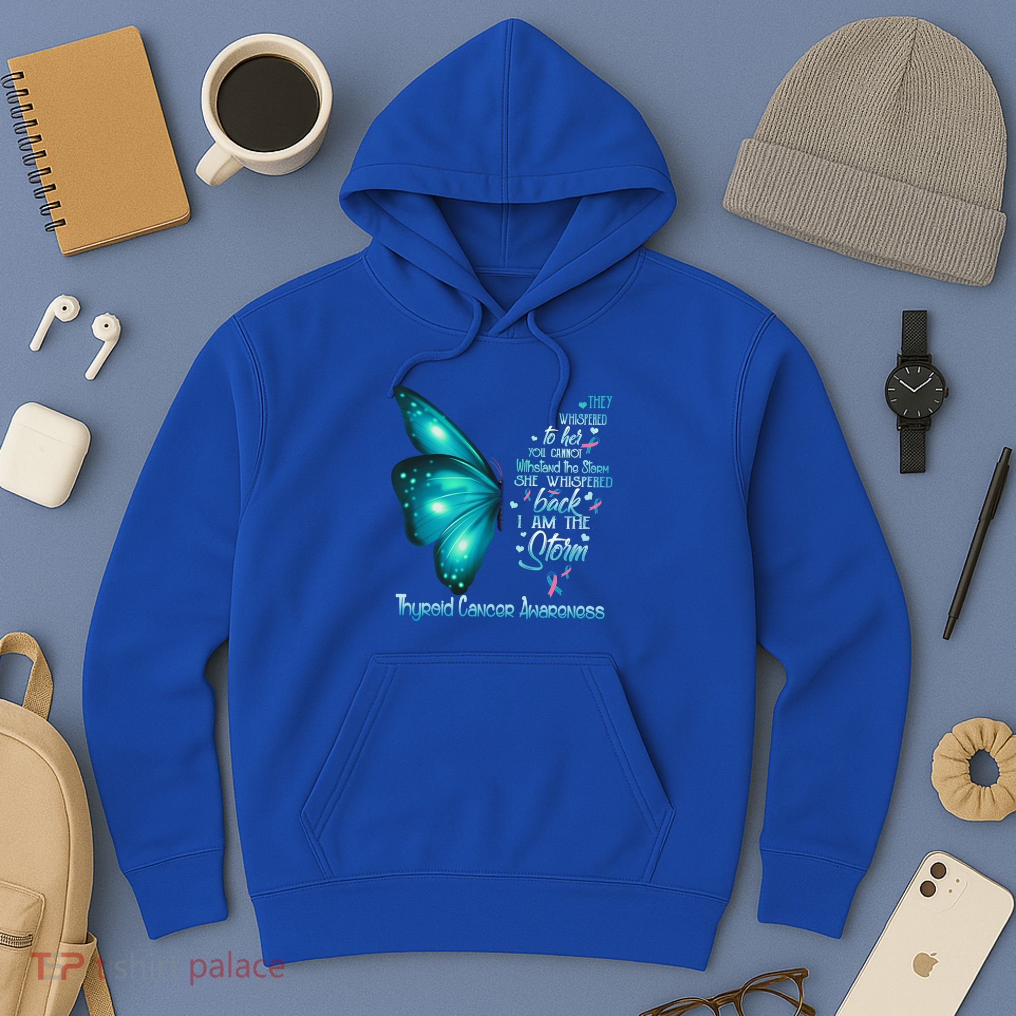 I Am The Storm Thyroid Cancer Awareness Butterfly Gift Hoodie