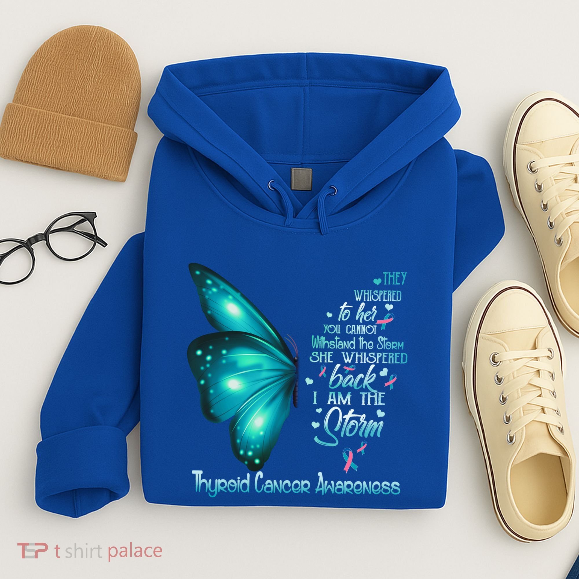 I Am The Storm Thyroid Cancer Awareness Butterfly Gift Hoodie