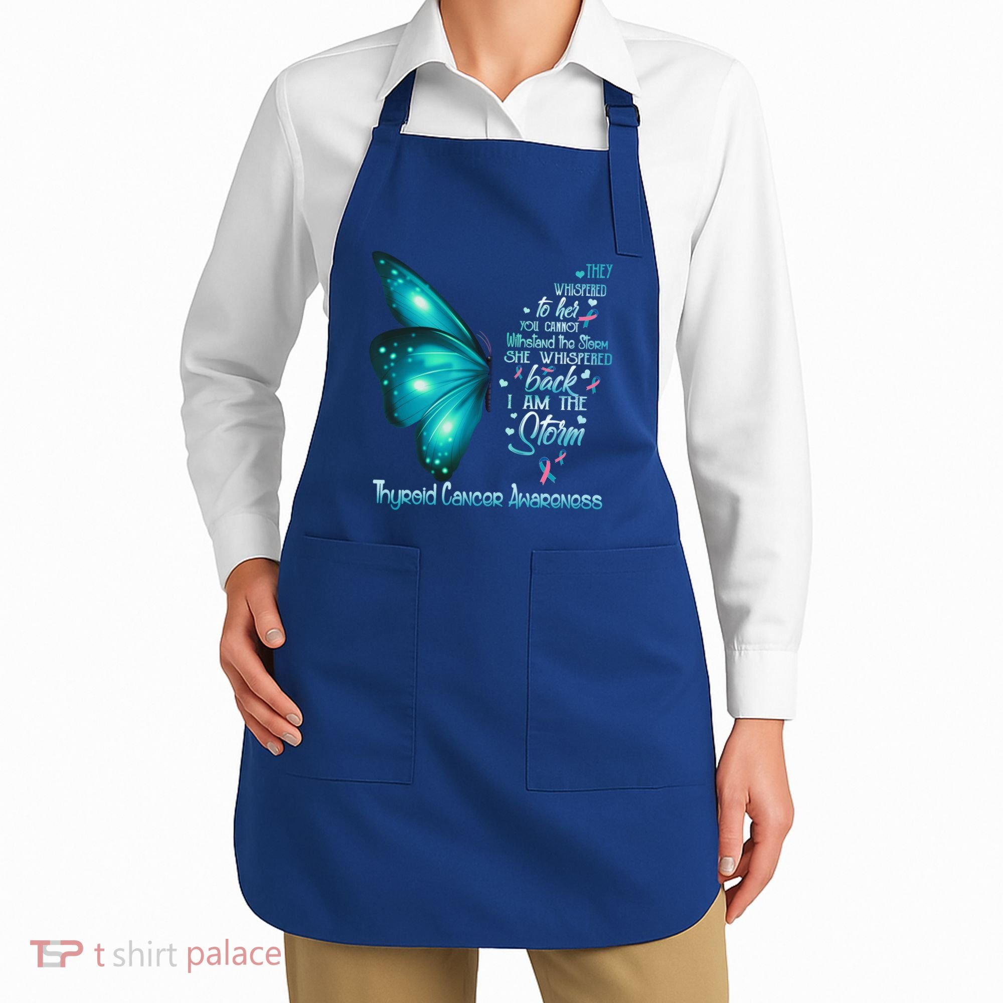 I Am The Storm Thyroid Cancer Awareness Butterfly Gift Apron