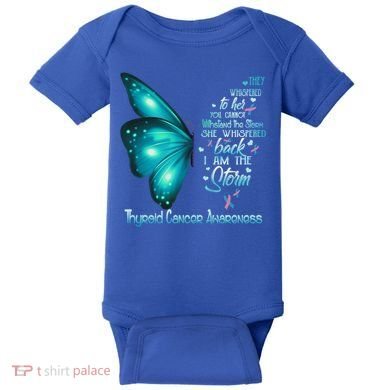 I Am The Storm Thyroid Cancer Awareness Butterfly Gift Baby Bodysuit
