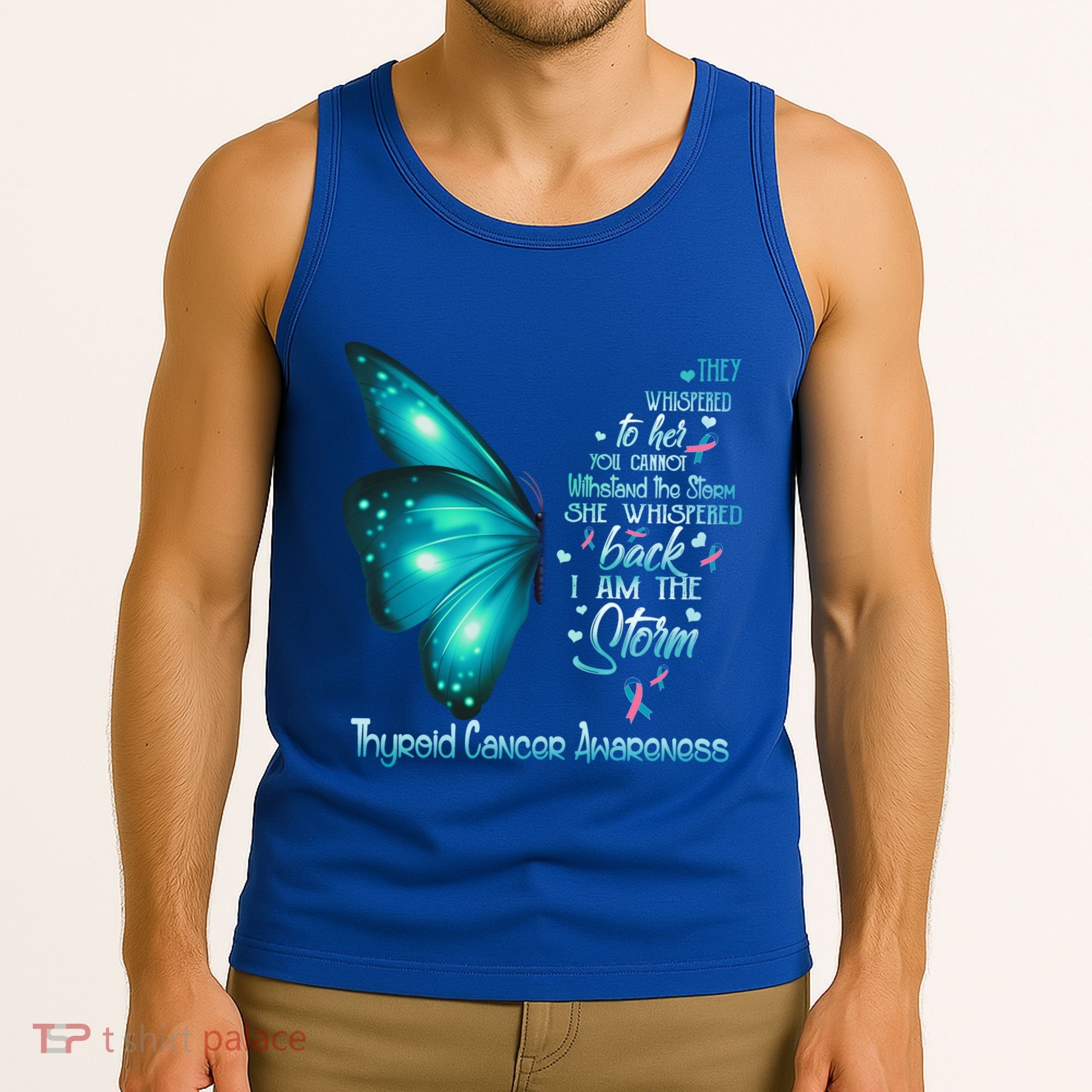 I Am The Storm Thyroid Cancer Awareness Butterfly Gift Tank Top