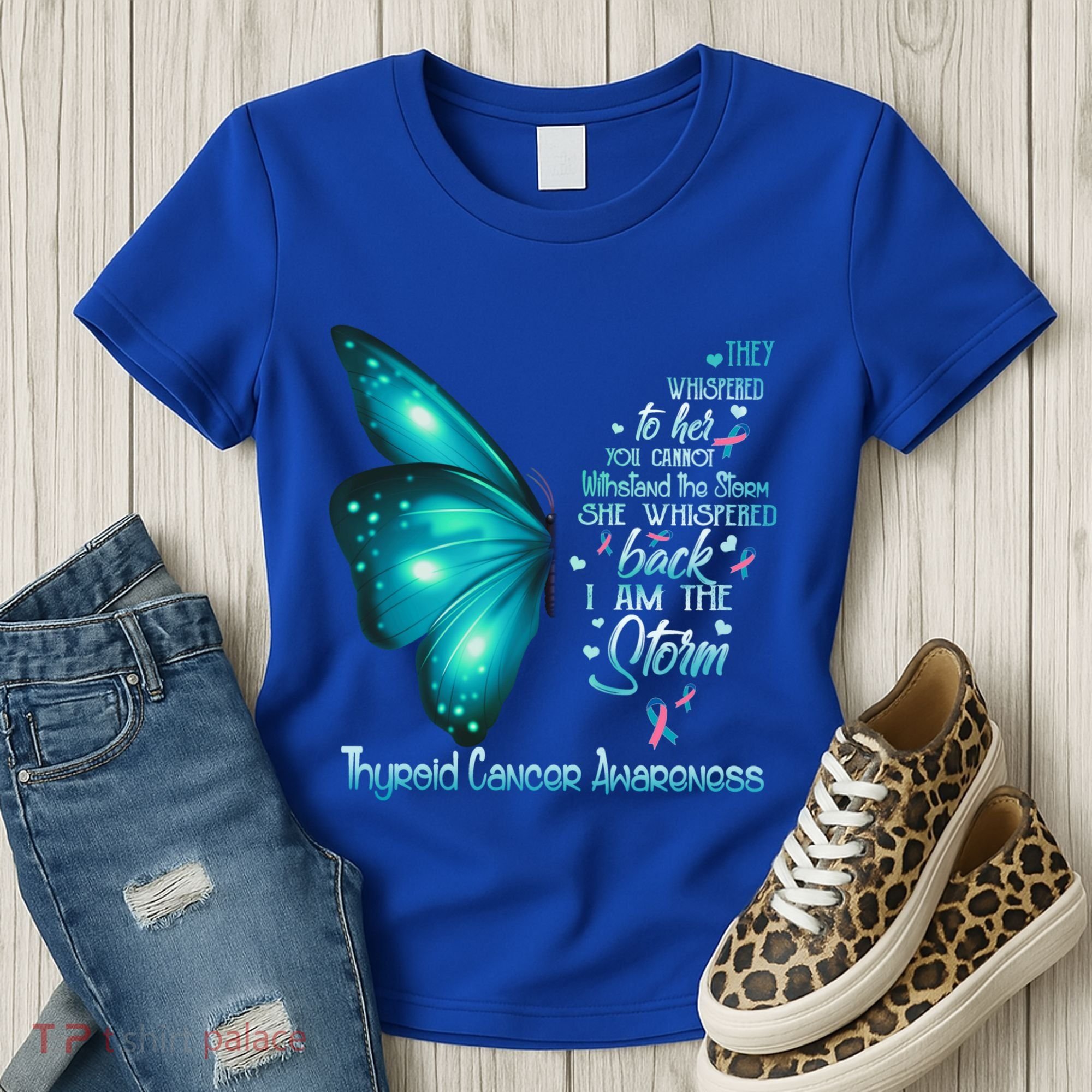I Am The Storm Thyroid Cancer Awareness Butterfly Gift Women's T-Shirt