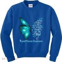 I Am The Storm Thyroid Cancer Awareness Butterfly Gift Kids Sweatshirt thumb 0