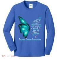 I Am The Storm Thyroid Cancer Awareness Butterfly Gift Kids Long Sleeve Shirt thumb 0