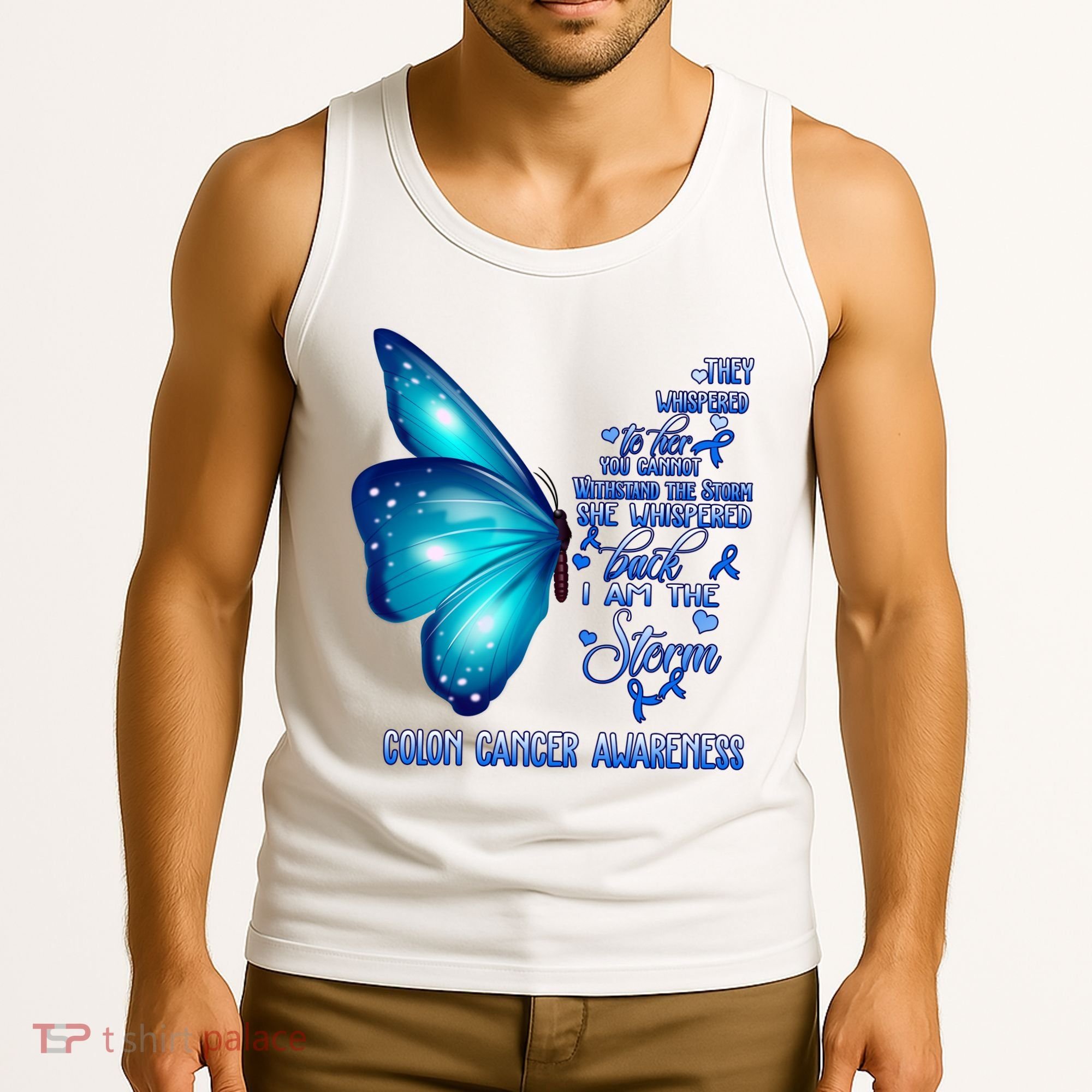 I Am The Storm Colon Cancer Awareness Butterfly Tank Top