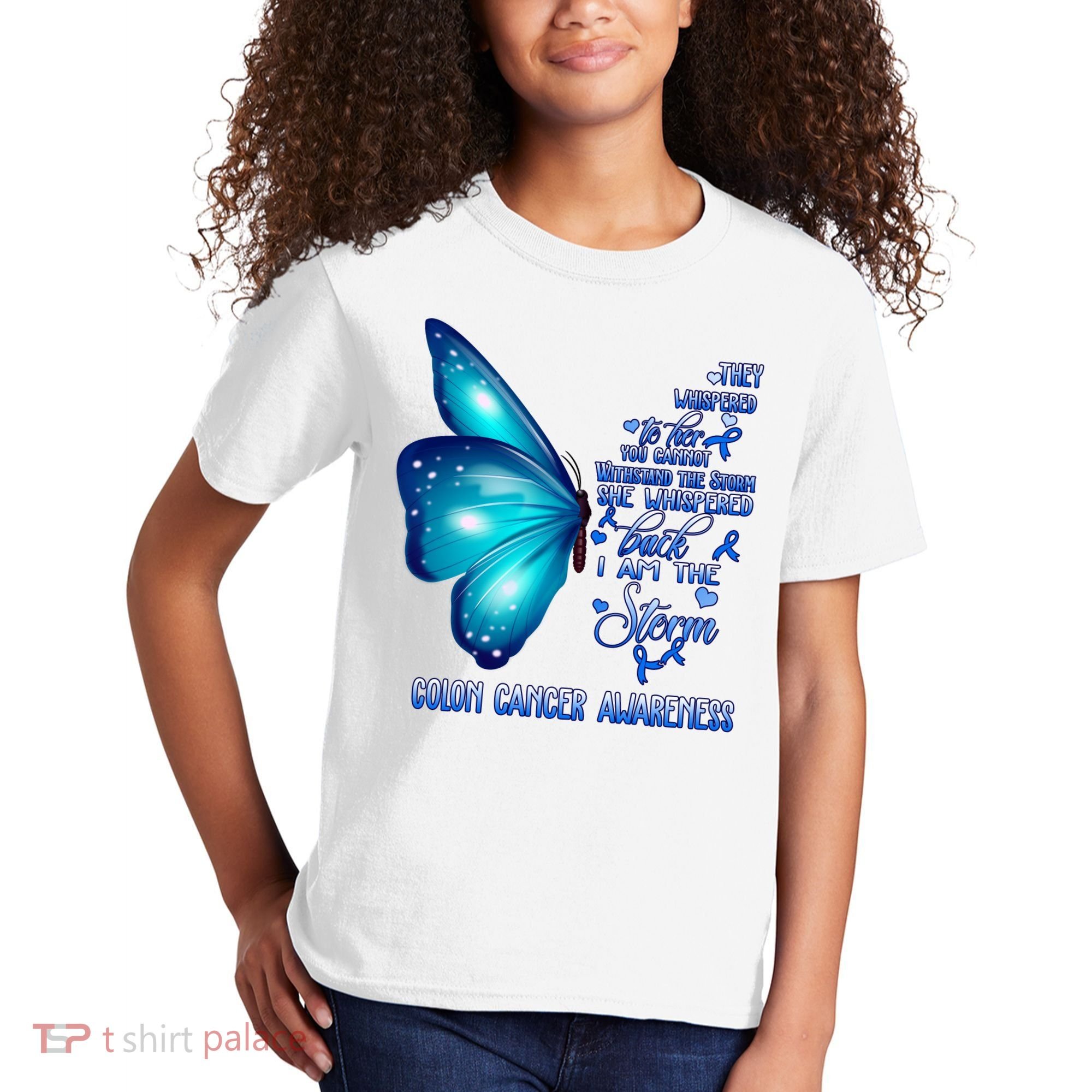 I Am The Storm Colon Cancer Awareness Butterfly Kids T-Shirt