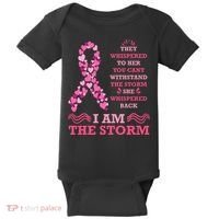 I Am The Storm Breast Cancer Ribbon Baby Bodysuit thumb 0