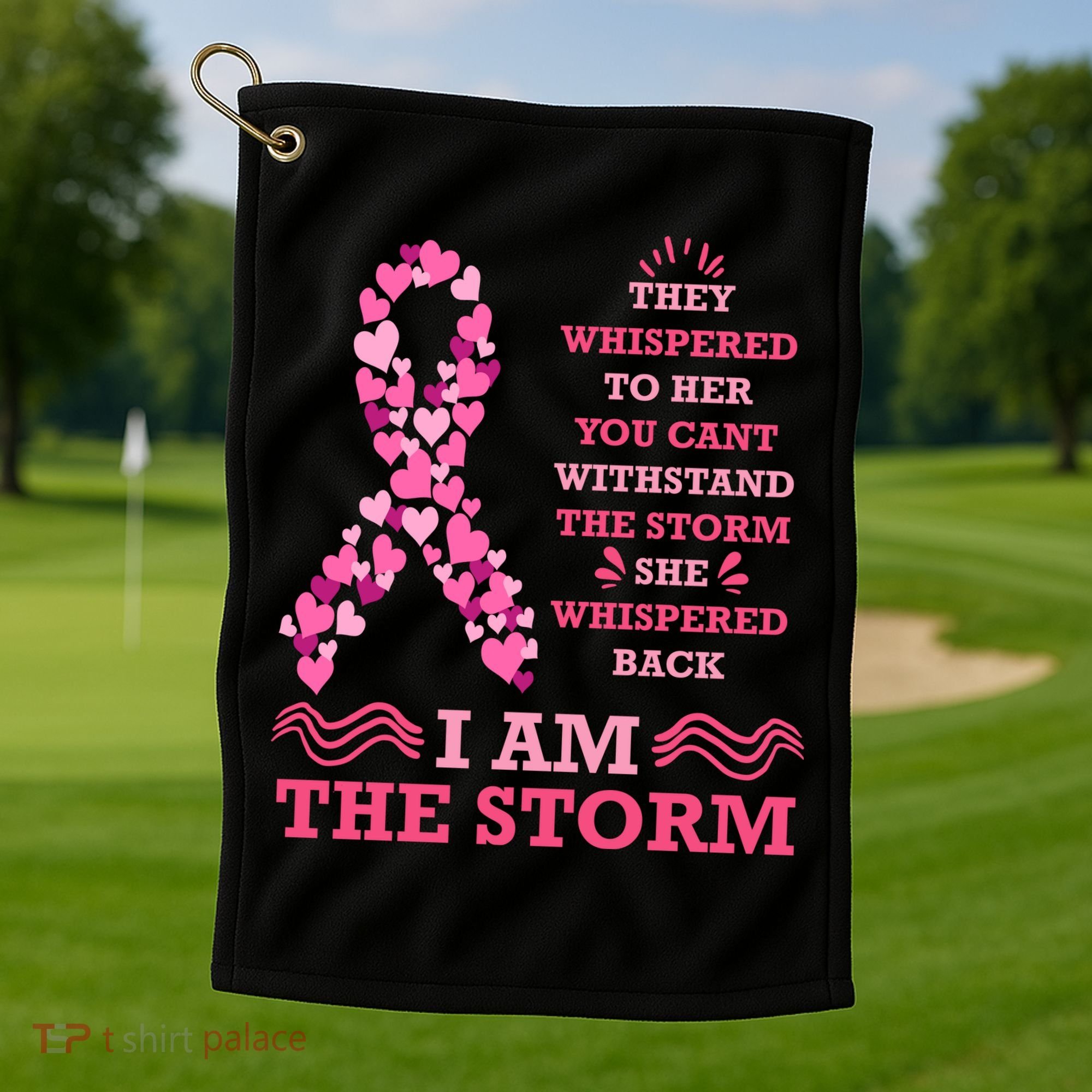 I Am The Storm Breast Cancer Ribbon Golf Towel
