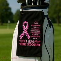 I Am The Storm Breast Cancer Ribbon Golf Towel thumb 2