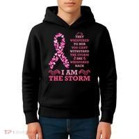 I Am The Storm Breast Cancer Ribbon Kids Hoodie thumb 4