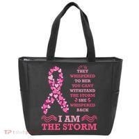 I Am The Storm Breast Cancer Ribbon Tote Bag thumb 0