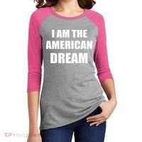 I Am The American Dream Women's Tri-Blend 3/4-Sleeve Raglan Shirt thumb 2