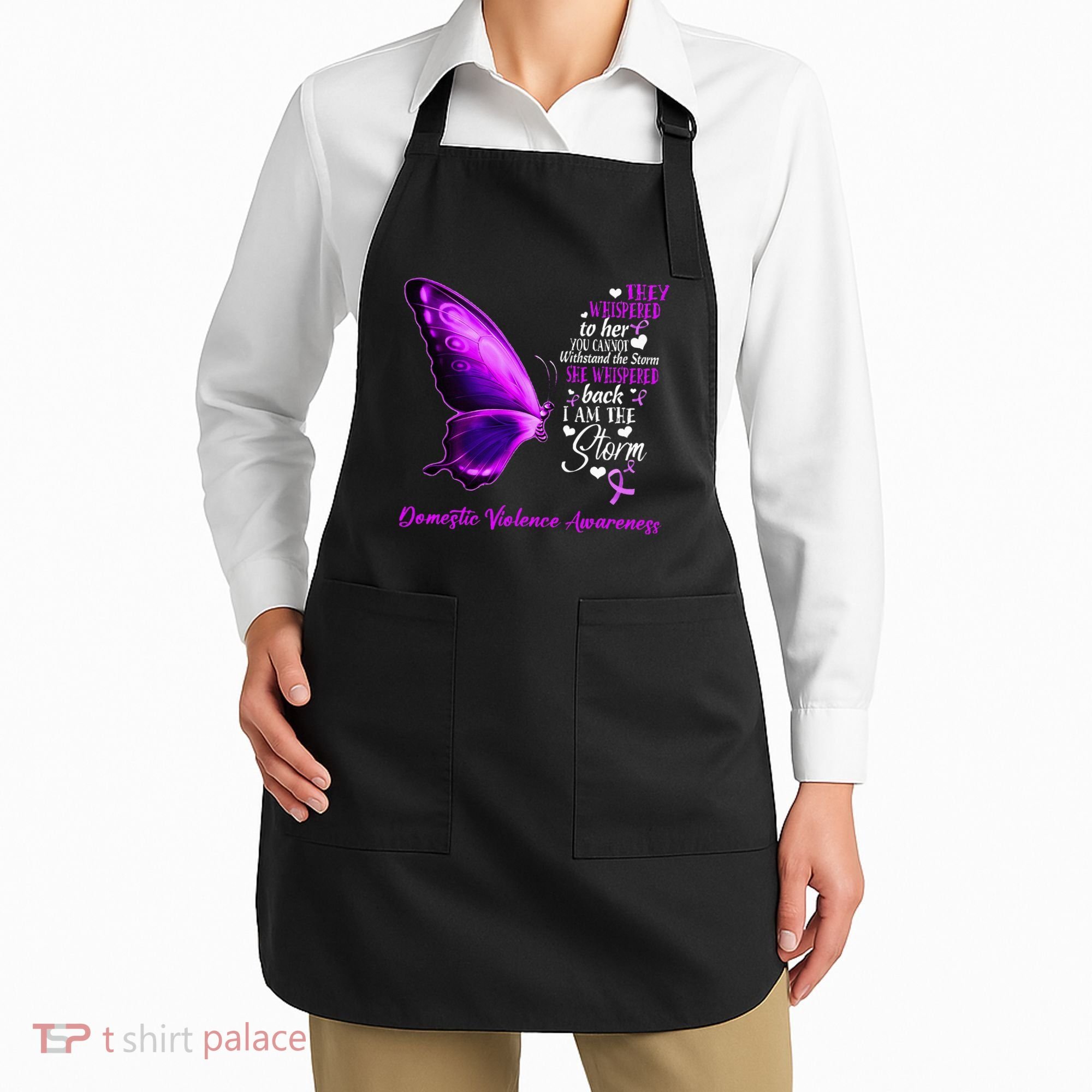 I am the storm Domestic Violence Awareness Butterfly Apron