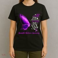 I am the storm Domestic Violence Awareness Butterfly T-Shirt thumb 4