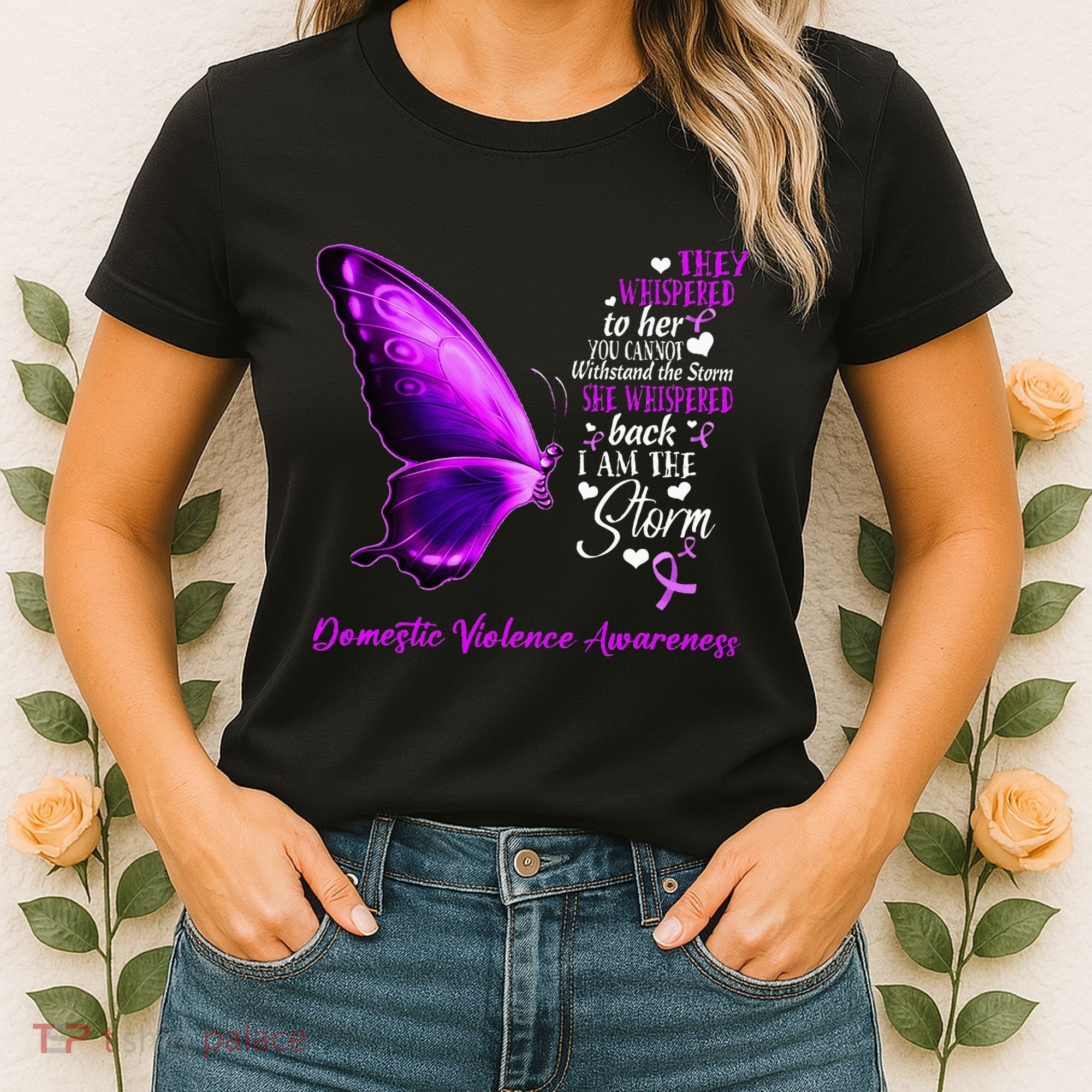 I am the storm Domestic Violence Awareness Butterfly Women's T-Shirt
