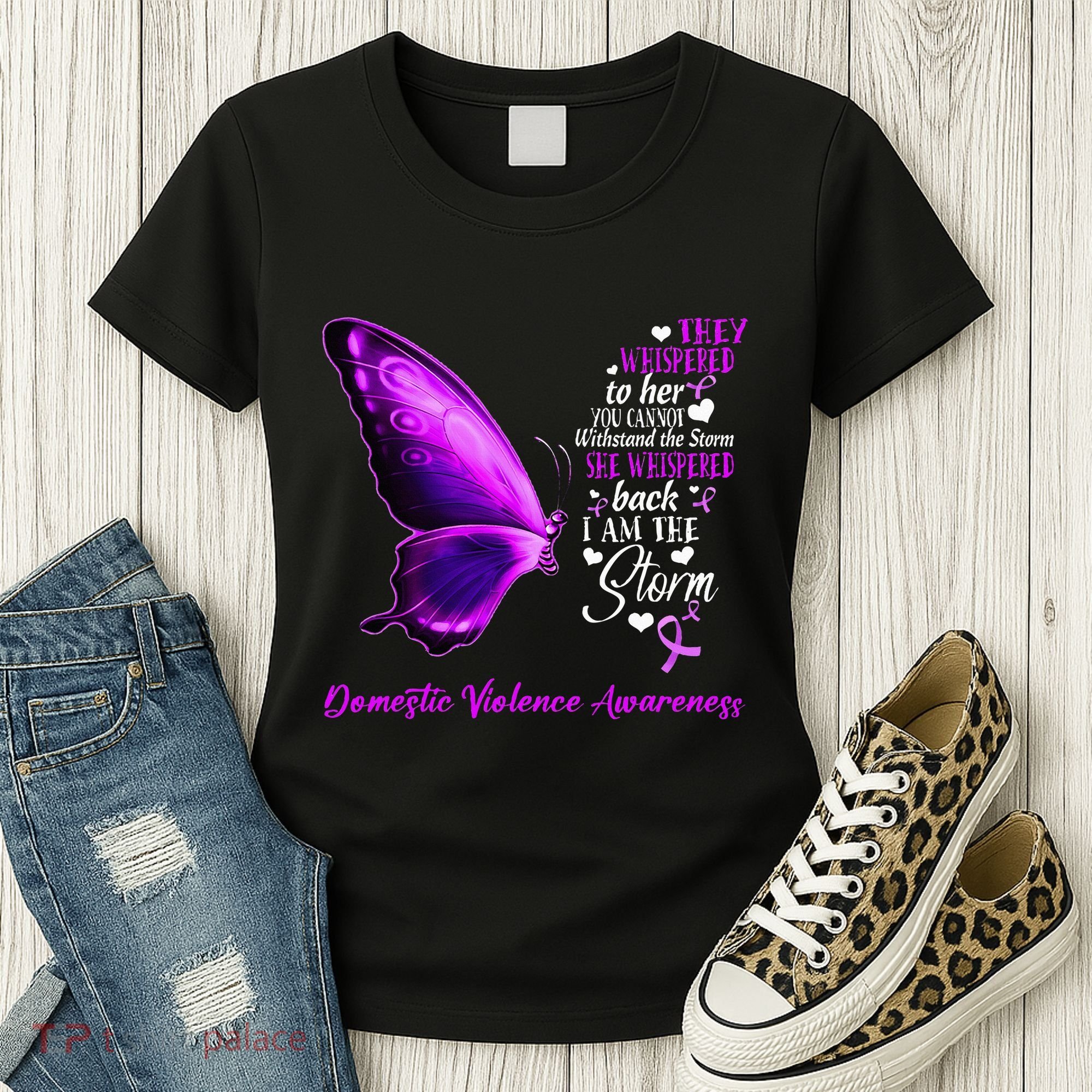 I am the storm Domestic Violence Awareness Butterfly Women's T-Shirt