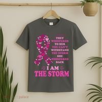 I Am The Storm Quote Breast Cancer Awareness T-Shirt thumb 2