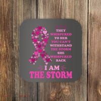 I Am The Storm Quote Breast Cancer Awareness Coaster thumb 0