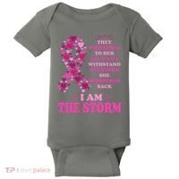 I Am The Storm Quote Breast Cancer Awareness Baby Bodysuit thumb 0