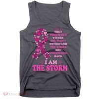 I Am The Storm Quote Breast Cancer Awareness Tank Top thumb 0