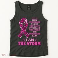 I Am The Storm Quote Breast Cancer Awareness Tank Top thumb 2