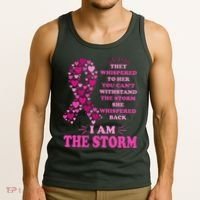 I Am The Storm Quote Breast Cancer Awareness Tank Top thumb 3