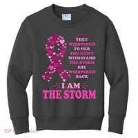 I Am The Storm Quote Breast Cancer Awareness Kids Sweatshirt thumb 0