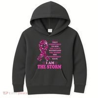 I Am The Storm Quote Breast Cancer Awareness Kids Hoodie thumb 0